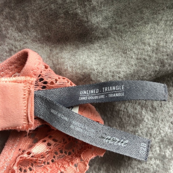 **AERIE* Coral Pink Sheer Cross Back Bra Size 32B - Picture 4 of 4